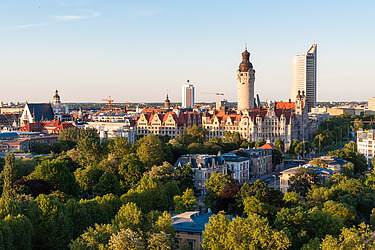 View of the panorama of the city of Leipzig